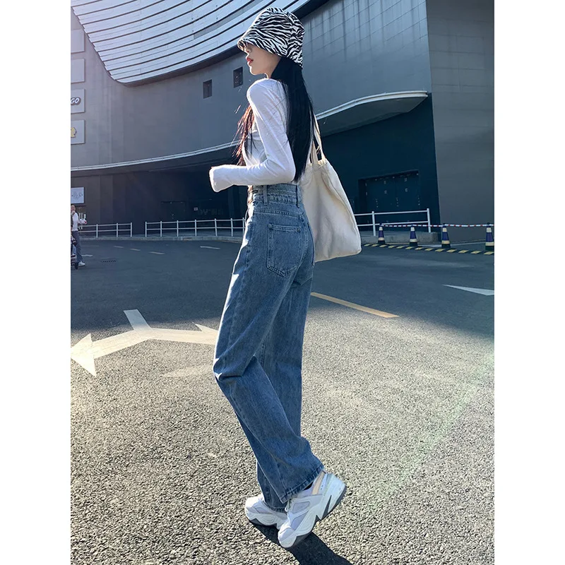 High Waist Wide Leg Jeans Women 2026 New Loose Straight Small Petite Slimming Floor Length Pants Spring Autumn