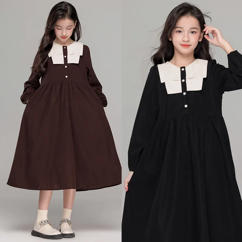 

Corduroy Girls' Dresses Brown Black Fall Winter Dress For Girls Size 7 8 9 10 11 12 13 14 15 16 17 18 20-35 Years Teens Clothing