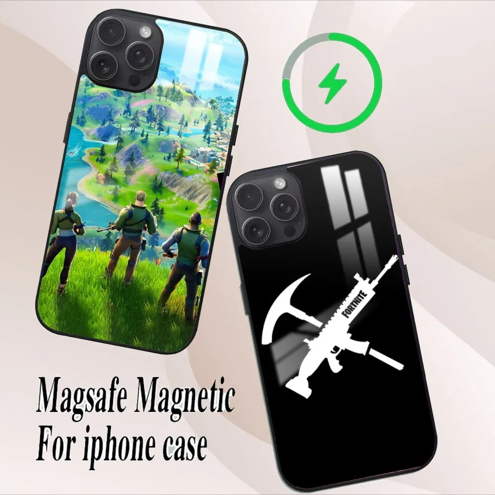 FL77 game F-Fortnites-Wallpaper Phone Case For iPhone 16 15 14 13 12 11 Pro Max Plus Mini Magsafe Mirror Wireless Magnetic Cover