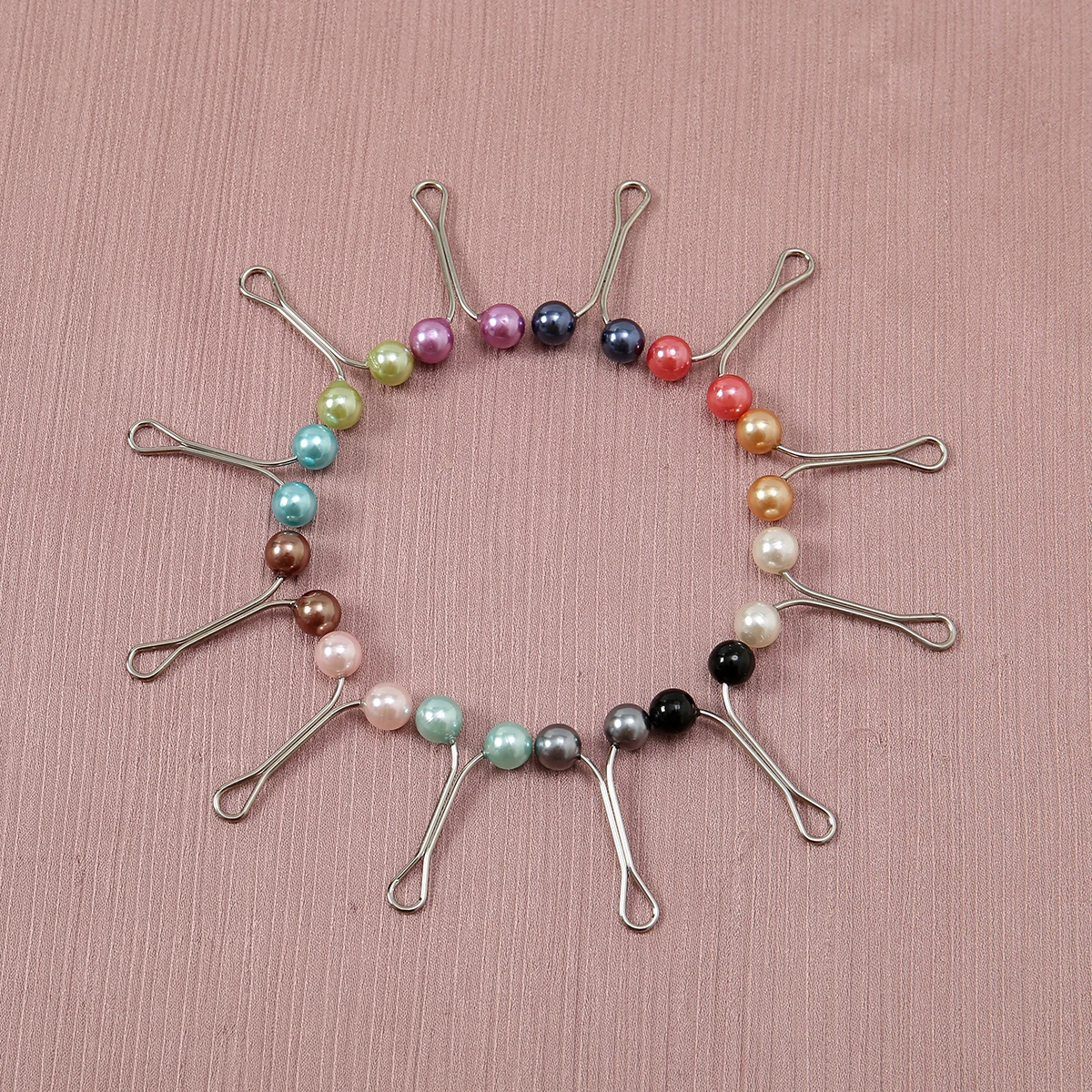 12pcs/Bag Accessories Muslim Hijab Pin U-Shaped Scarf Clip Brooch Pins For Women Mixed Pearl Decorated Safety Pins Hot Selling