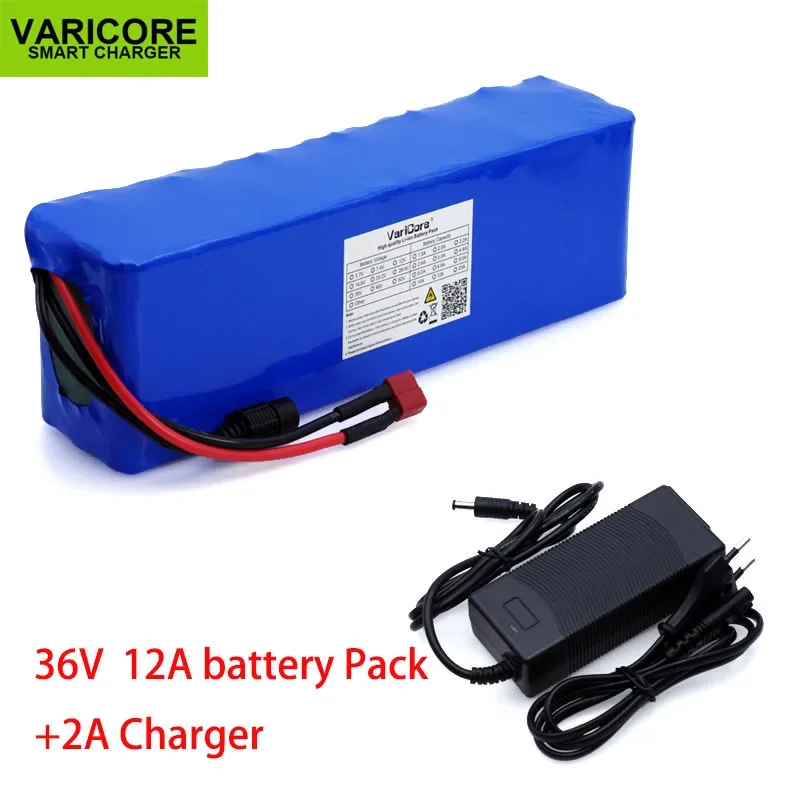 

VariCore 36V 12Ah 10s4p 18650 Lithium Battery pack High Power Motorcycle Electric Car Bicycle Scooter with BMS+ 42v 2A Charger