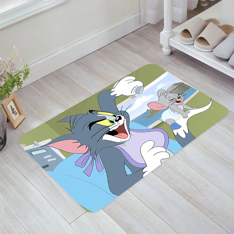 

Funny Cartoon T-Tom and J-Jerry Floor Mat Doormat Entrance Door Room Rugs Home Balcony Carpets Kitchen Carpet Foot Rug Mats Bath