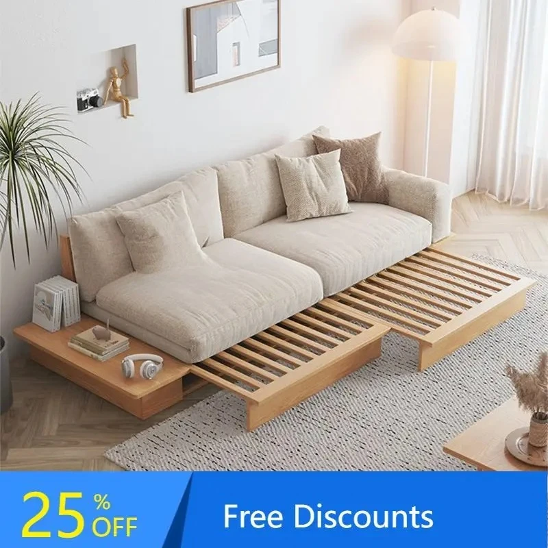 b7--Solid Wood Small Sofa Simple Home Folding Sofa Bed Integrated Dual-use Telescopic Multi-functional