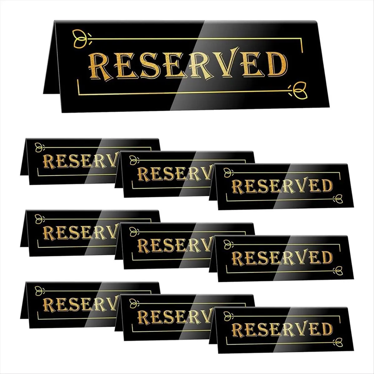 A75K 10PCS Acrylic Reserved Table Signs - 6x2x1.6 in Table Tent - Double-Sided, Waterproof - Reserved Seating Signs