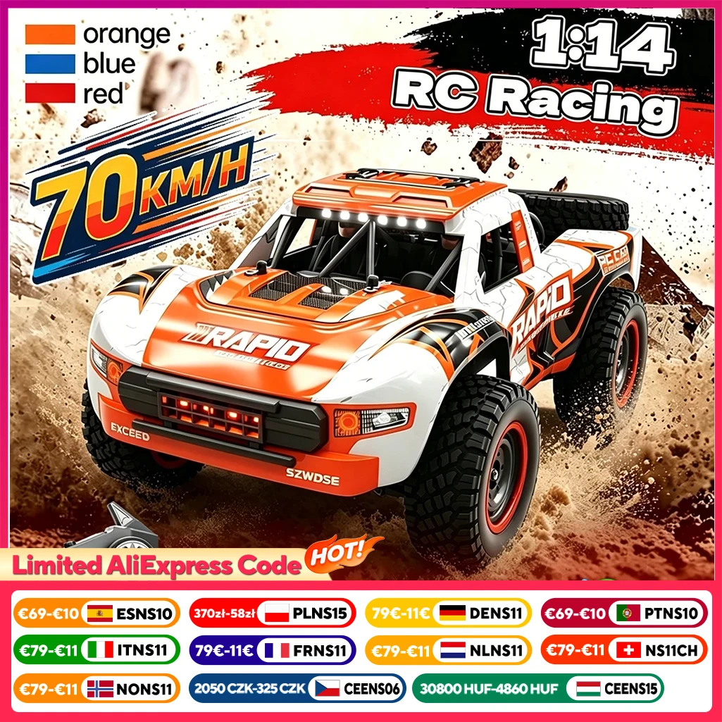 WLtoys Q130 1:14 2.4G Voiture RC tout-terrain, camionnette d'escalade, modèle de course RC haute vitesse sans balais, jouet télécommandé, cadeau