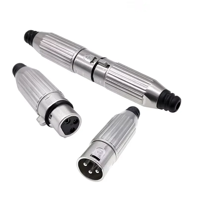 1pcs XLR Connector Male Female 3-Pin Balanced Microphone Plug All Metal Cannon Audio Cable Adapter, Mic Connector