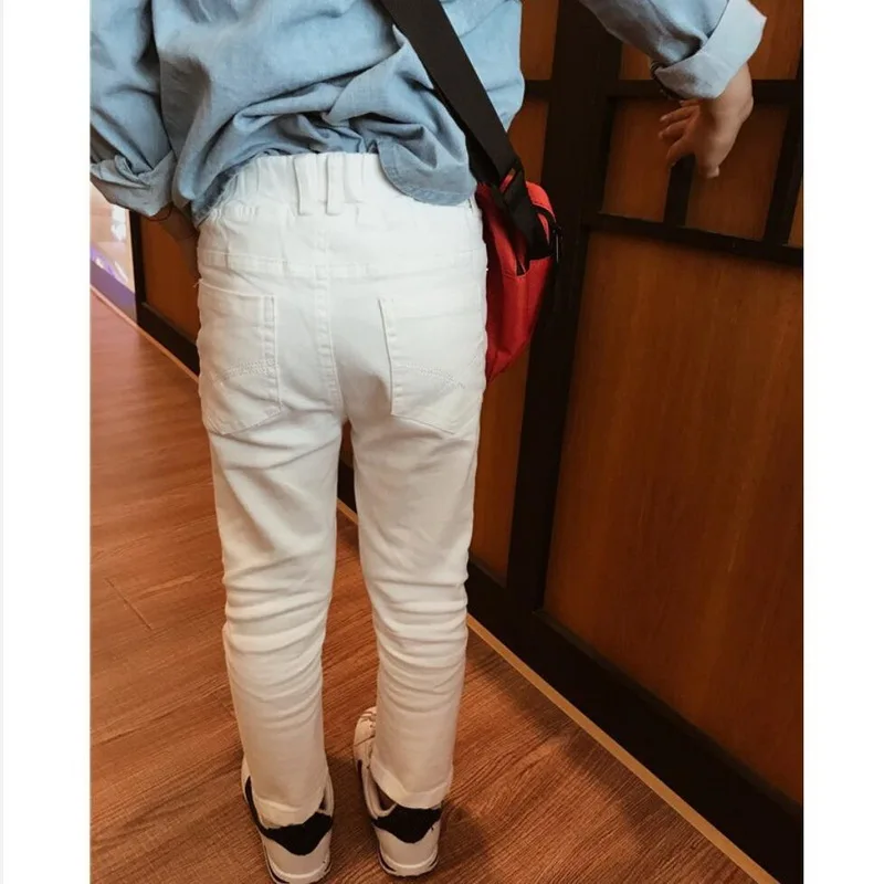 Spring Autumn Boys Pants Children Trousers Casual Kids Slim-fit Stretch Pants Khaki white black Girls Casual Pants 2-7 Years
