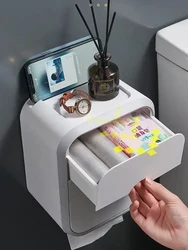 Toilet Paper Holder Reel Tissue Storage Box Wall-Moun Bathroom Rack Waterproof Paper Tissue Holder Punch-free Bathroom accessory