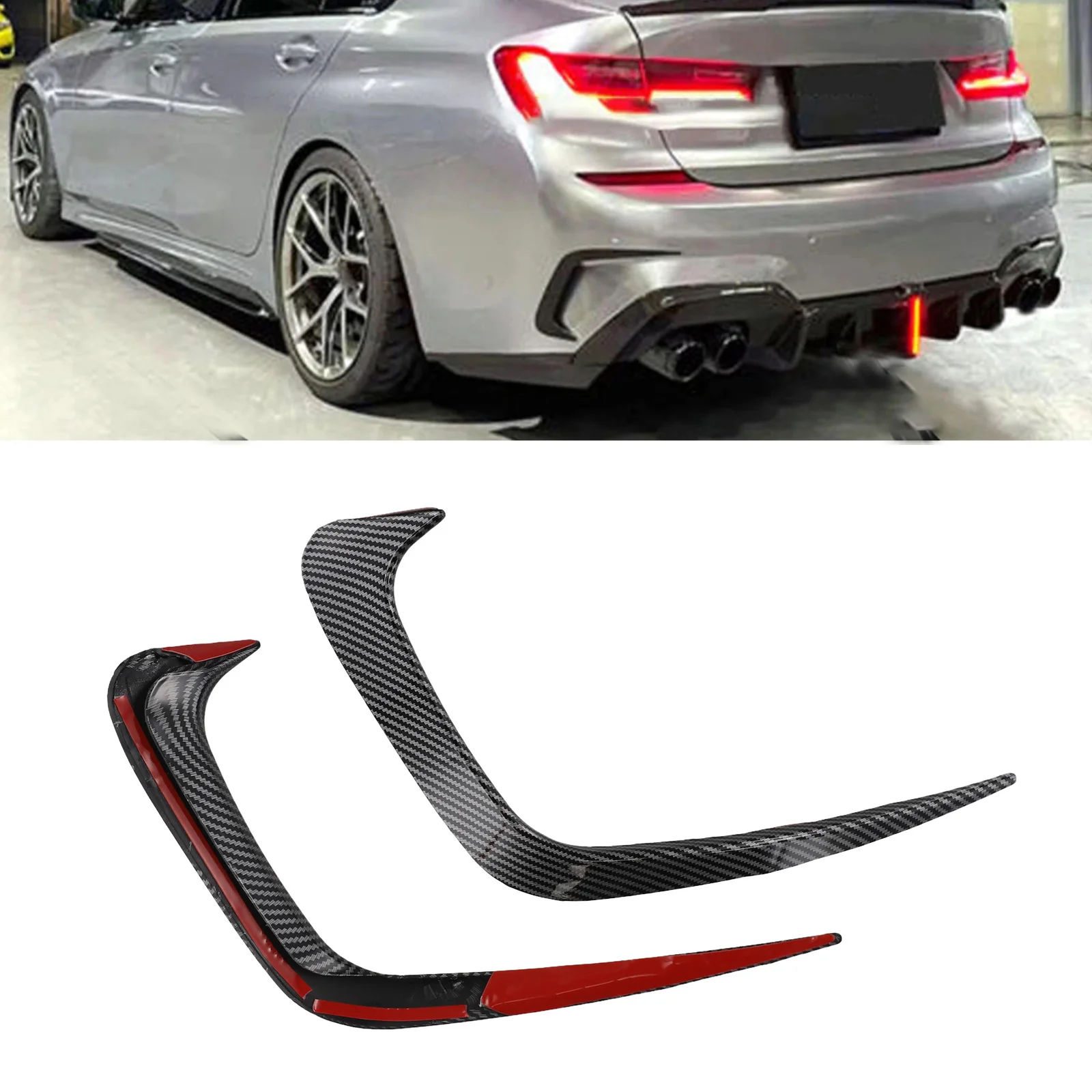 Rear Bumper Spoiler Premium Carbon Look Rear Bumper Splitter Spoiler for BMW G20 G28 2019+ Durability Guaranteed!