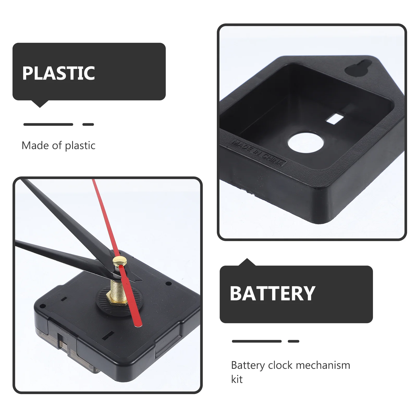 

1Set Clock Mechanism DIY Wall Clock Kit Plastic Movement Replacement Parts with Numbers Kit for Handmade