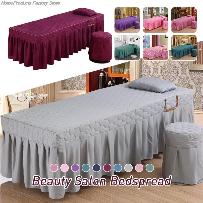 Beauty Salon Massage Table Bedspread Bed Table Cover with Face Square Hole Massage Bed Skirt Spa Treatment Sheet