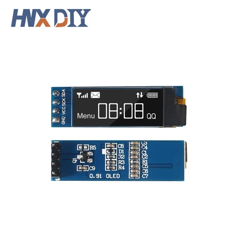 1-10pcs 0.91 Inch 128x32 IIC I2C White / Blue OLED LCD Display DIY Module SSD1315 Driver IC DC 3.3V 5V for Arduino