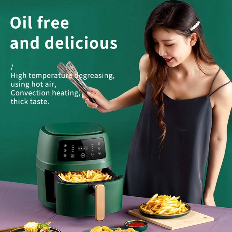 Air Fryer penggorengan dalam otomatis, alat rumah tangga kapasitas besar 5L multifungsi LED, penggorengan dalam tanpa minyak