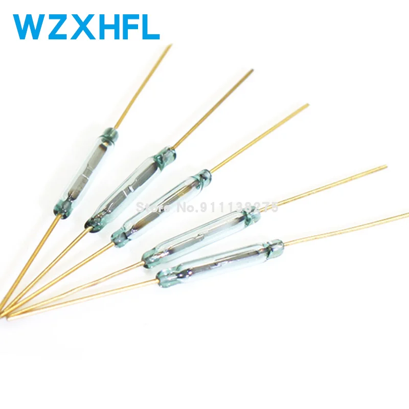 10Pcs MKA10110 Reed Switch 1.8*10mm Magnetic Control Switch Green Glass Reed Switches Glass Normally Open NO Contact For Sensors