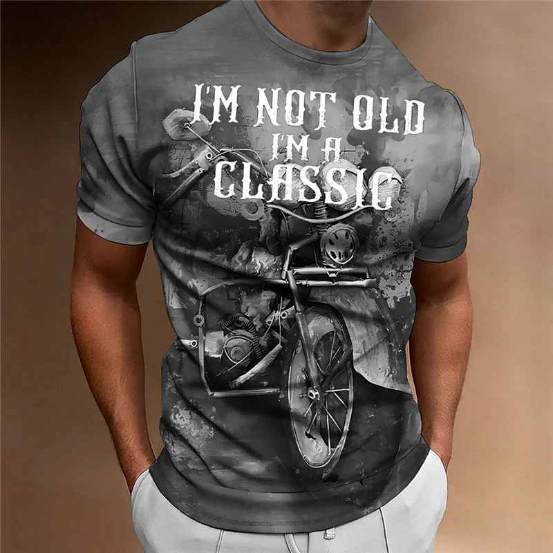 Motorcycle T-shirt Men 3D Print Short Sleeve Vintage Classics TShirt For Mens Street Ride Biker Shirts Tops Oversized Tee Shirt