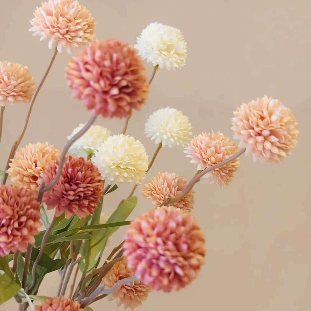 5 Köpfe Künstlicher Blumenstrauß Löwenzahn-Blumenball Kunstblumen Vasenarrangement Heim Garten Hochzeitsdekoration DIY Bastelkranz – Detail 4