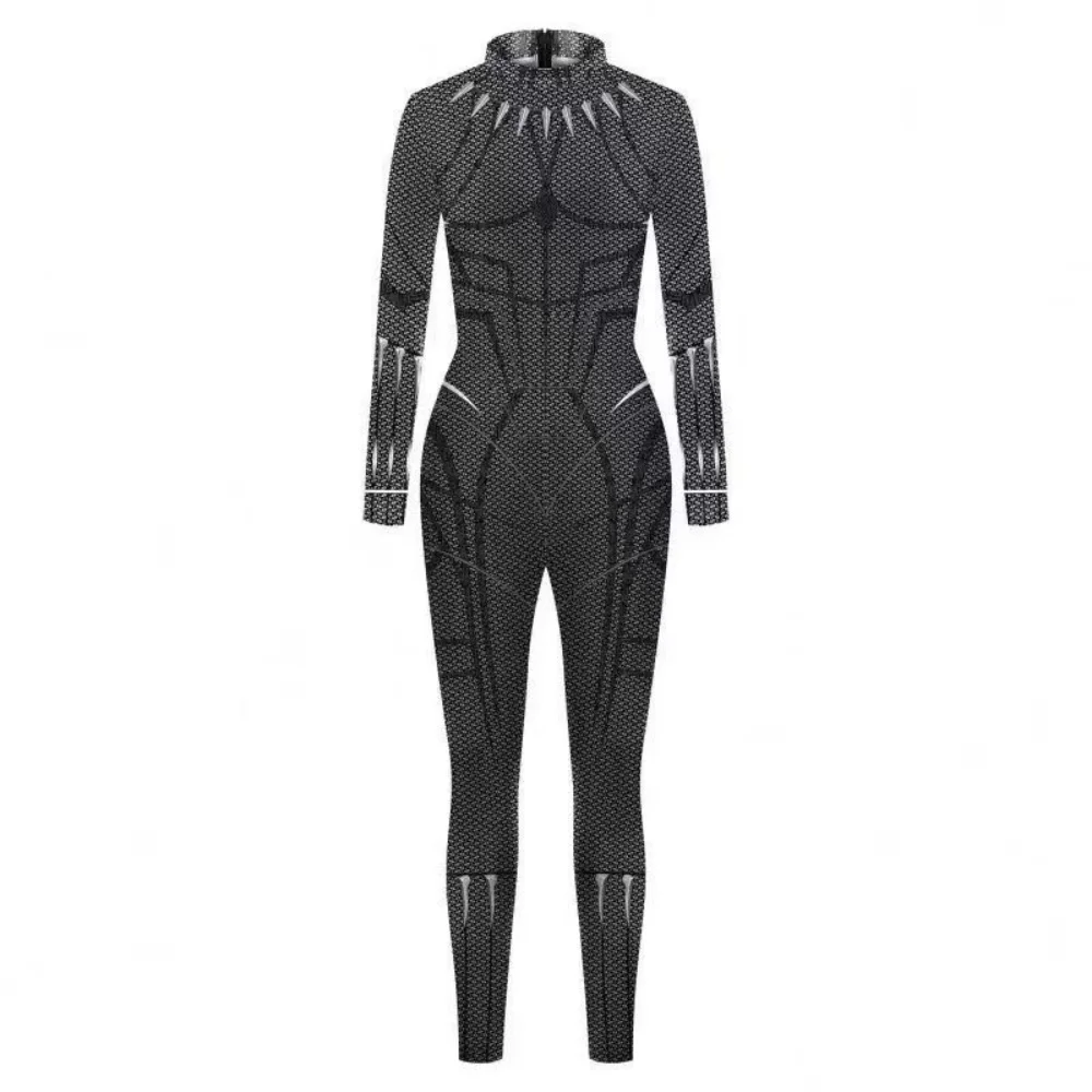 Black Movie Panther Tight Cosplay Costume Set Halloween Carnival Dress Up Fantasy Costume Black Handsome Cool Women