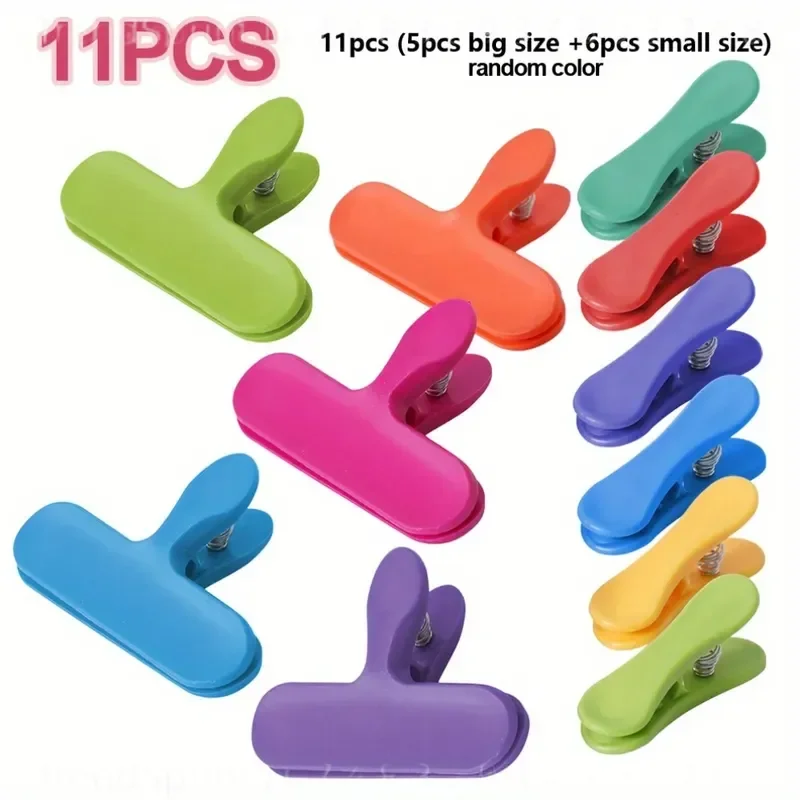 11 Pcs Food Bag Clips 5 Large 6 Small Reusable Plastic Sealing Clips Airtight Snack Bag Sealer For Chips Bread Snack Fresh‑Keeping Kitchen Storage Organizer