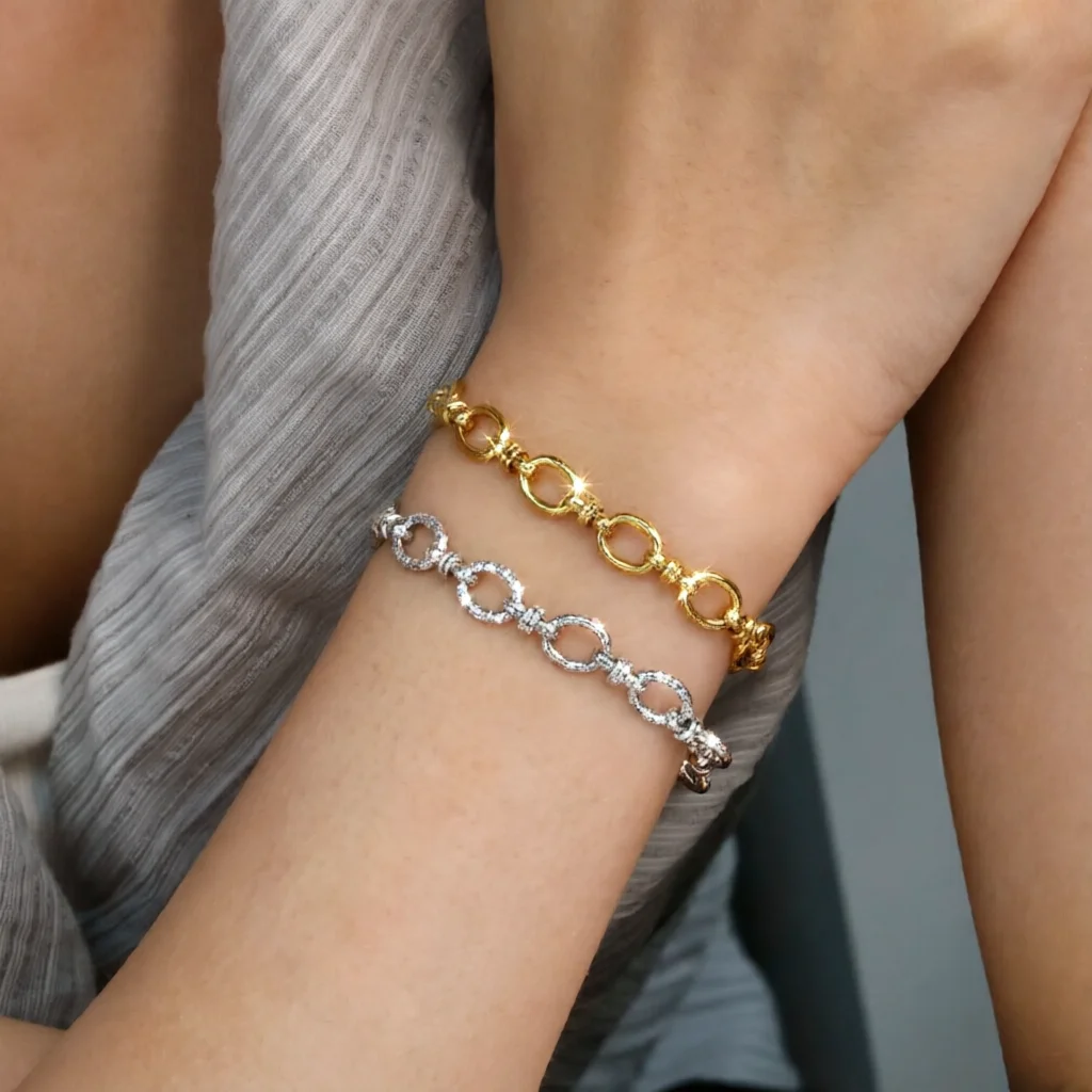 Oval Link Bracelet, Stainless Steel Fashion Minimalist Thick Chain Jewelry, Versatile Hip‑Hop Bracelet for Daily Wear