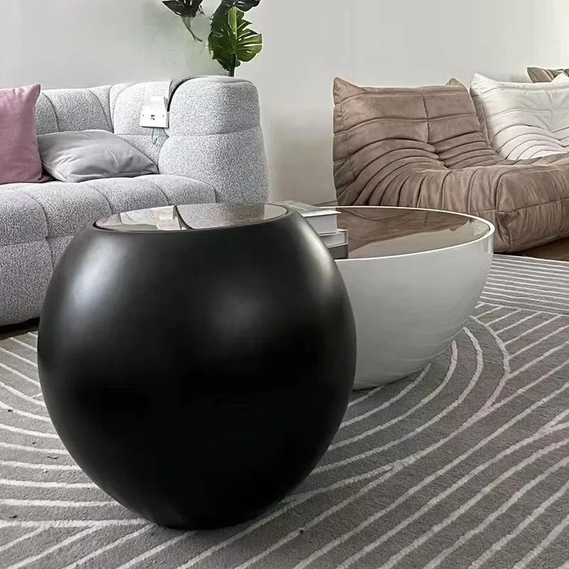 Modern Light Luxury Oval and Drum Style Tea Coffee Table Set Simple Living Room Furniture for Coffee Shop