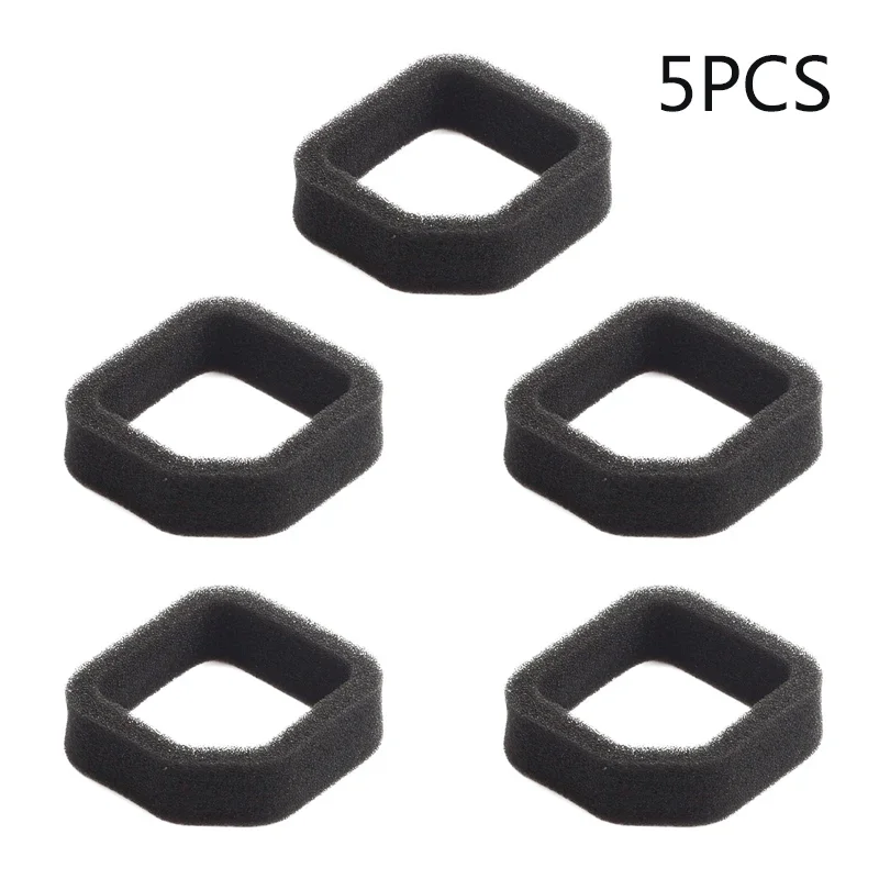 5pcs Black Air Filter Filter Sponge Garden Power Tools Accessories Lawn Mower Trimmer Strimmers Replacement Parts 50mm X 43mm