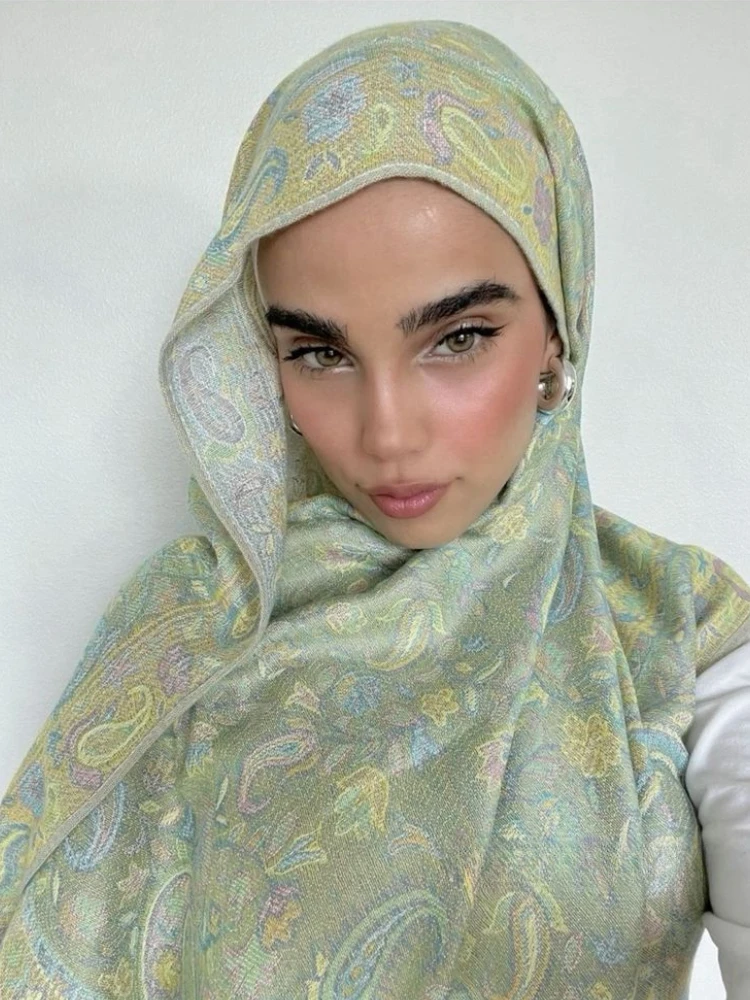 Bufanda de cachemir con estampado de diseño para mujer, Hijabs de Pashmina, chal de invierno cálido, Fular femenino, estolas de algodón