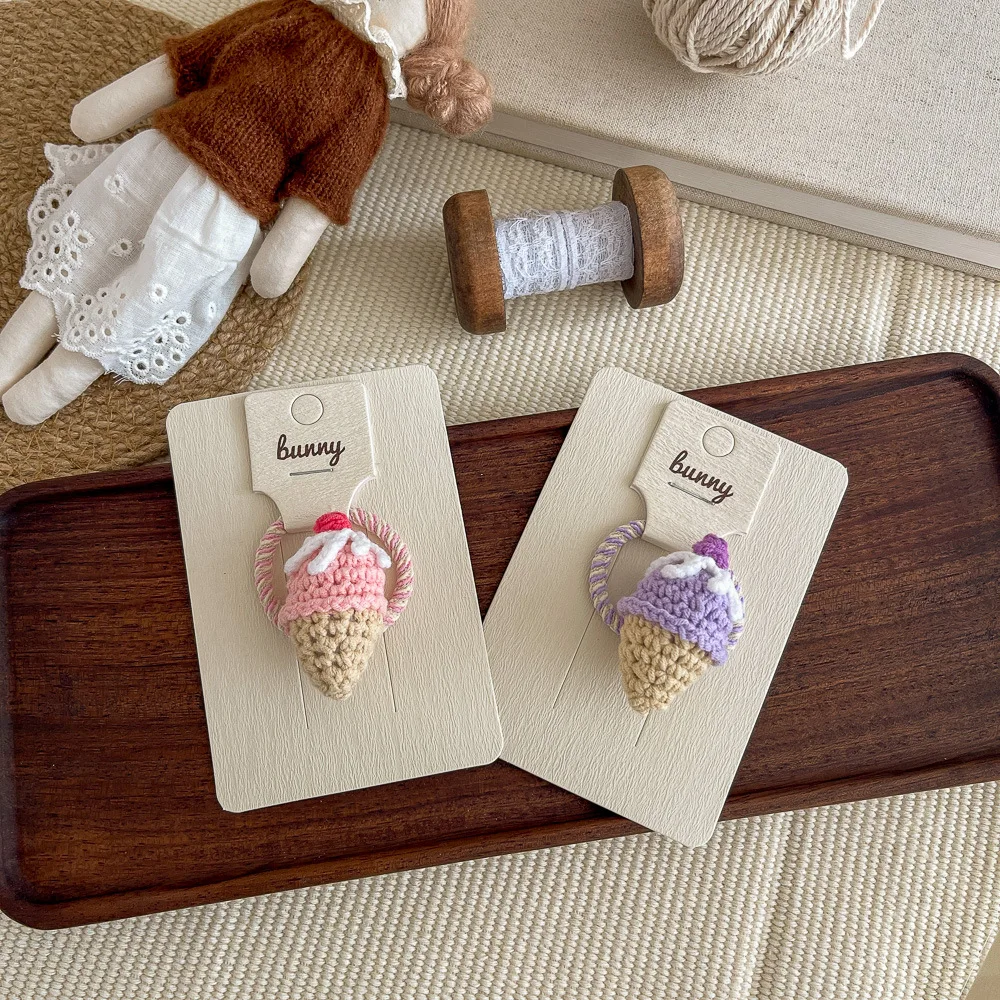 

1pc Cartoon Cute Ice Cream Elastic Hair Band Children's Hair Rope Tie Ponytail Holder Rubber Band Girl Hair Accessories Headwear