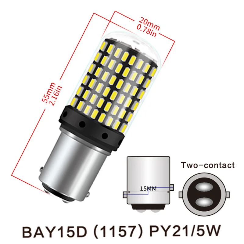 1Pcs Super Bright 3600Lm LED Auto Tail Brake Bulb Car Daytime Running Lights New 1157 P21/5W BAY15D Reverse Light