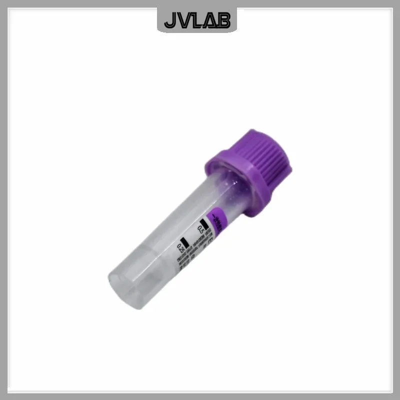 Tubo de recolección de sangre estéril con tapa púrpura EDTAK2 para niños, tubo de anticoagulación desechable, 0,5 ml, 100 / PK