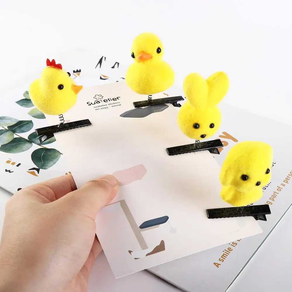 Cartoon Funny Children Hair Clip 3D Little Yellow Duck Dog Star Plush Hairpin Fashion DIY Duckbill Clip Accessories Party Gifts