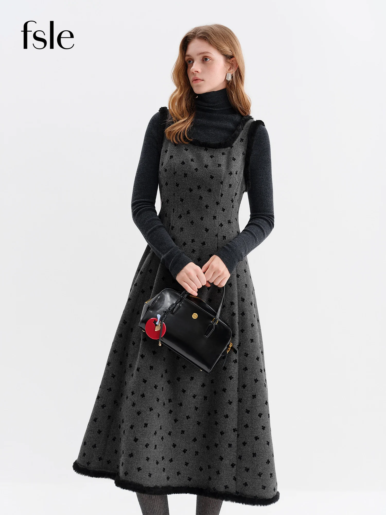 

FSLE Милое и элегантное женское платье трапециевидной формы без рукавов с бантом, идеально подходящее для зимнего отдыха на 2024.