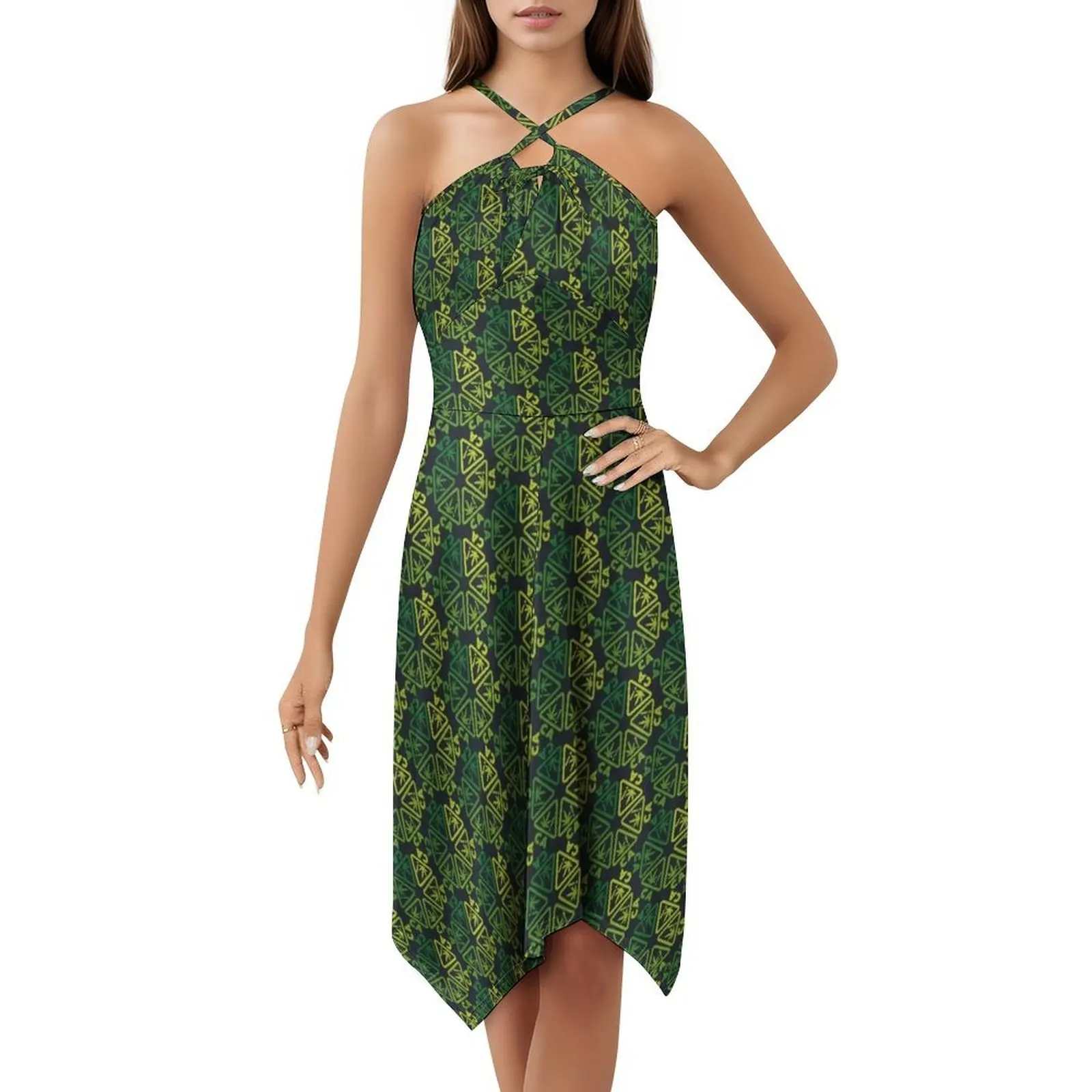 تحذير نمط حبيبته العنق فستان أنيق الصيف فستان الحفلات للنساء الاعشاب وعاء كاليفورنيا تحذير نمط فستان ل