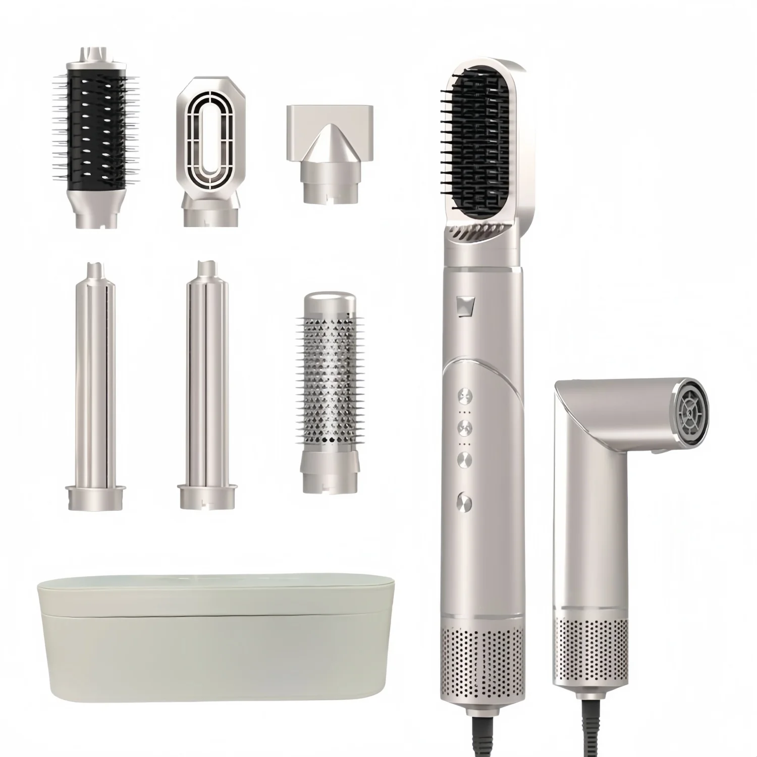 

Профессиональный стайлер для волос 7-в-1 с функцией горячего воздуха и высокоскоростной фен-щеткой, мощный мультистайлер с автоматической завивкой и чехлом для хранения