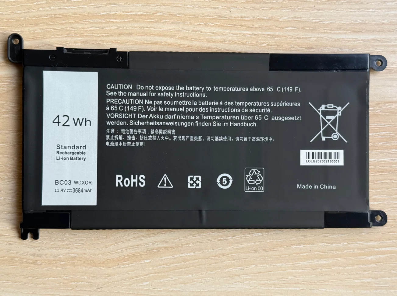 42Wh WDX0R laptop battery For Dell Inspiron 15 5584 5570 5575 7570 7580 17 5765 5767 5770 5775 11.4v P58F P69G P75F P66F 3CRH3