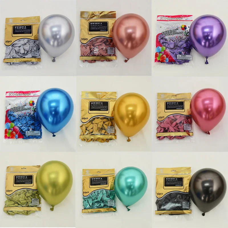 50pcs Metal Balloons Wedding Decoration Happy Birthday Party Wholesale Globos Latex Balloon Baby Shower Valentine's Day Gift