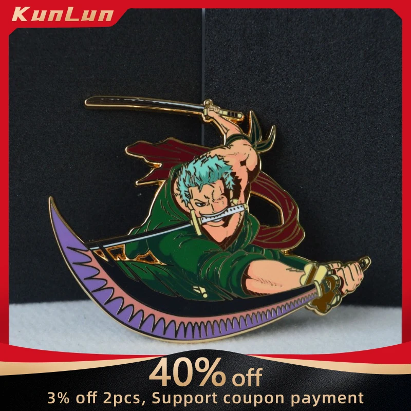 

Japanese Anime ONE PIECE Peripherals Roronoa Zoro Metal Craft Pin Collectible Desk Ornament Creative Birthday Gift for Boyfriend