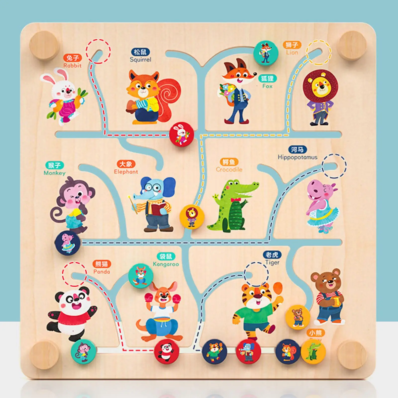 Wooden Maze Puzzles Toys Interactive Activity Game Busy Board Toys for Preschool