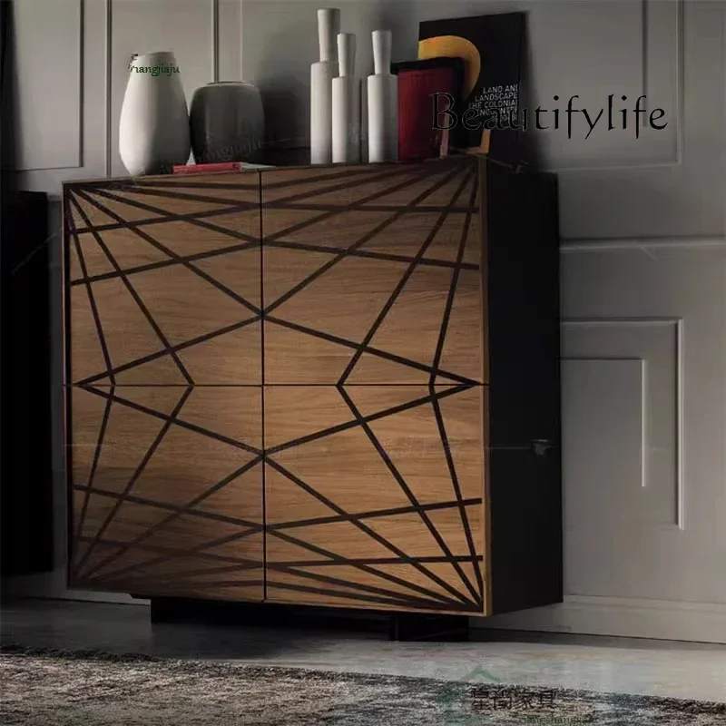 U Nordic Retro Dining Side Narrow Cupboard Storage Living Room Wine Cabinet Tea Custom Small Apartment High Cabinet