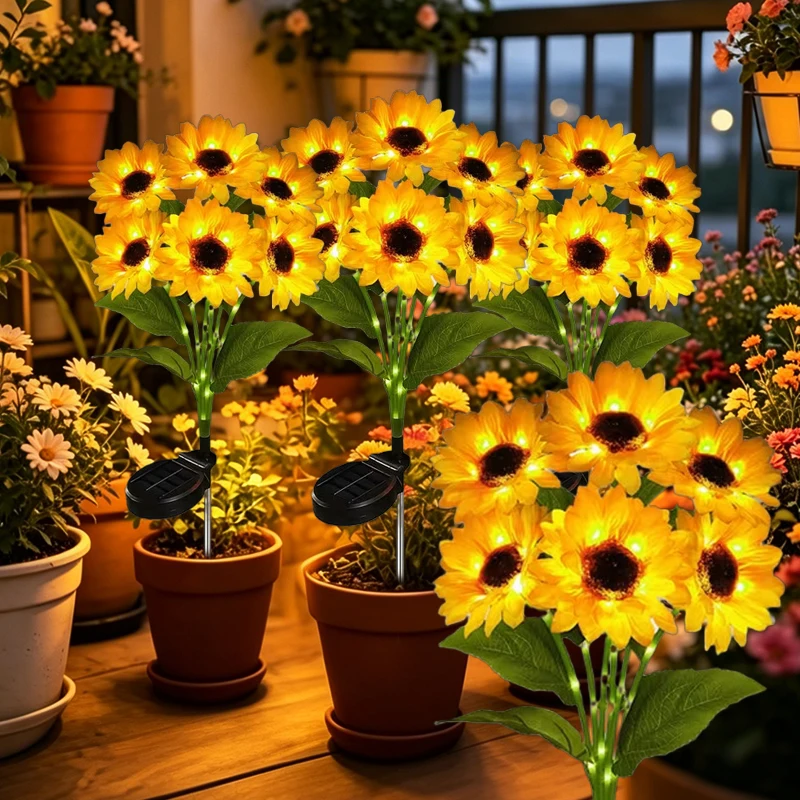 Solar Lights Outdoor Garden Decor with 6 Sunflower Lights Waterproof for FlowerBed Yard Decor Gift for Women Mom Grandma