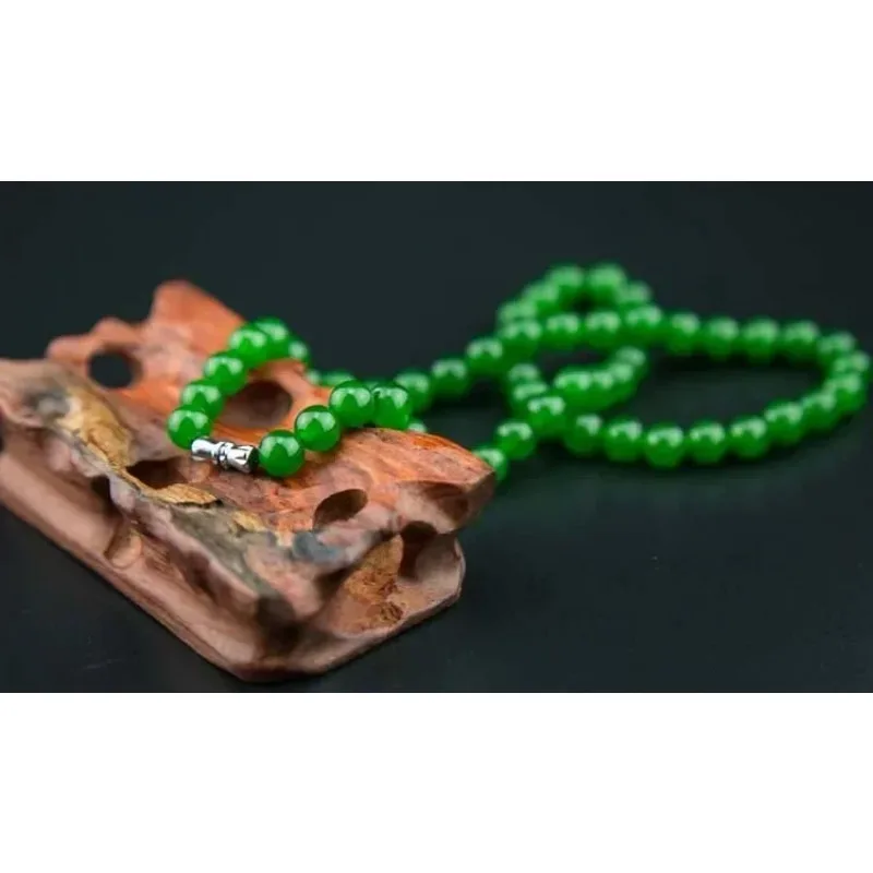 Natural Green Jade Beads Necklace Jadeite Jewelry Fashion Charm Accessories Hand-Carved Lucky Amulet Gifts for Women Her Men