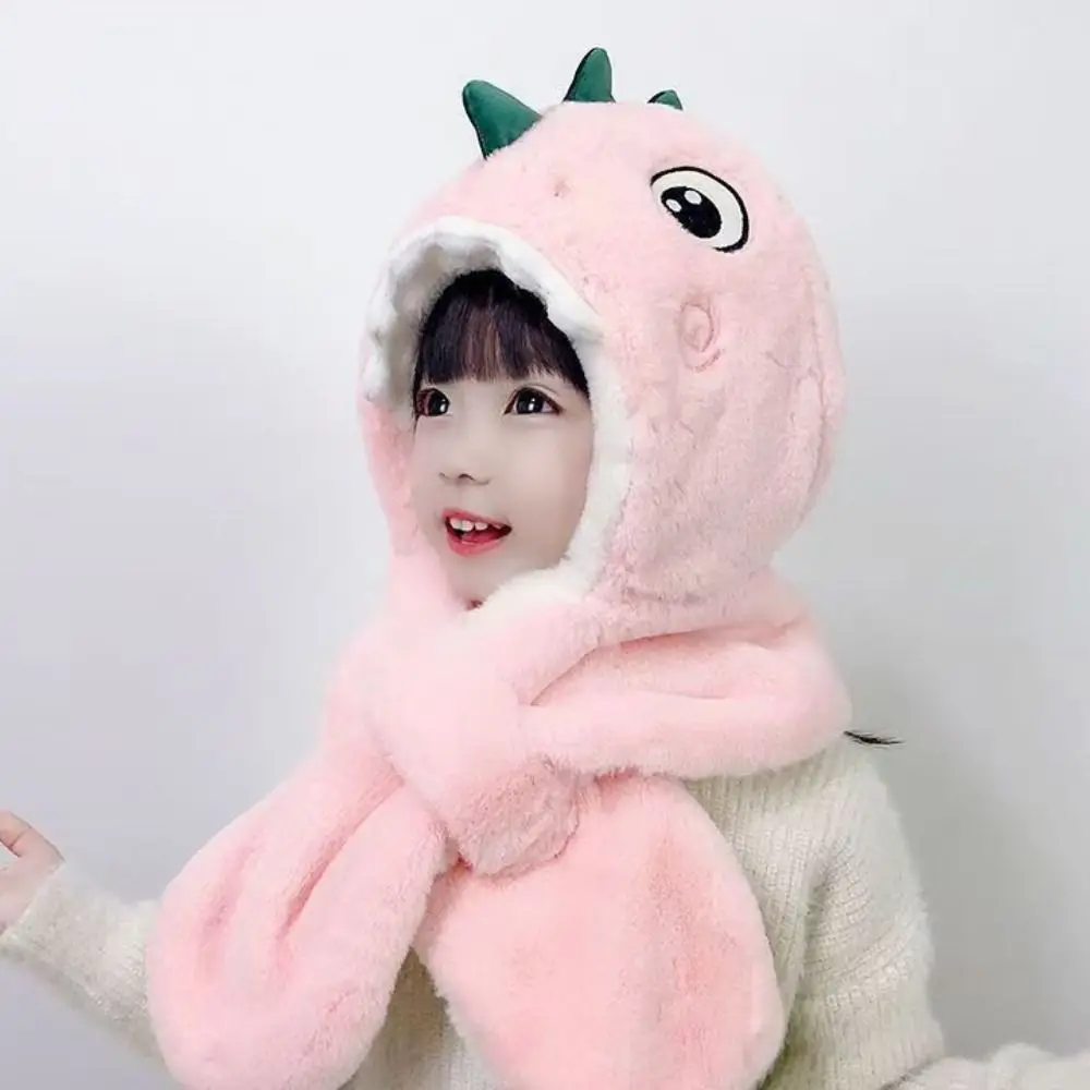 Cute 2-in-1 Children's Hooded Scarf Keep Warm Windproof Scarf Thicken Ear Protection Winter Children's Hat Winter view 4