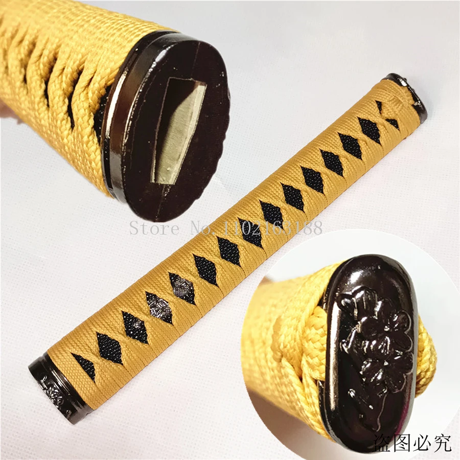 High Quality Exquisite Japanese Yellow silk Ito Handle Tsuka For Sword Katana High-grade Fuchi Kashira Nice