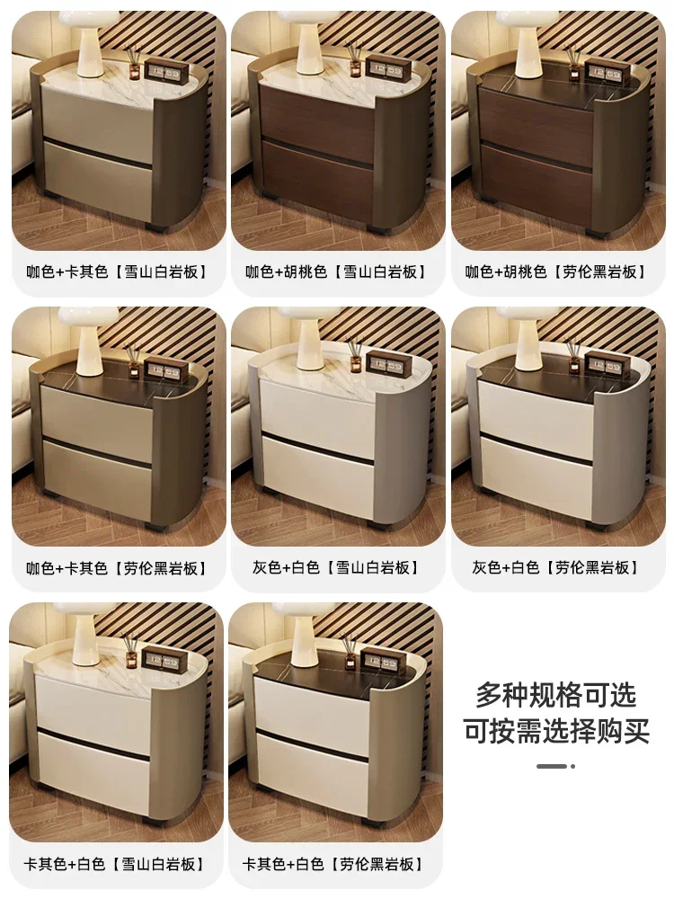 طاولة بجانب السرير من الخشب الصلب الجديد لعام 2024، طاولة بجانب السرير فاخرة لغرفة النوم الراقية، خزانة تخزين بسيطة وحديثة