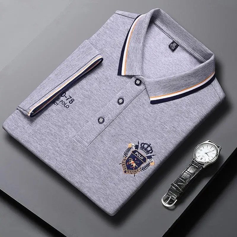 polo shirt men summer new high quality cotton men\'s Short sleeve Solid color embroid youth Business casual polo shirt M-4XL 903