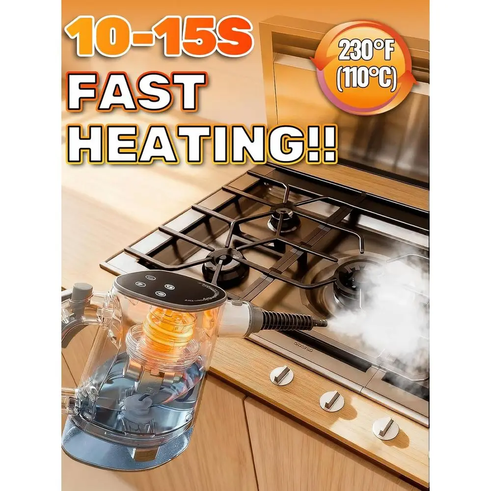 Handheld Steam Cleaner with Quick Heat, Dual Power & Self-Clean, Multi-Surface Steamer for Kitchen, Bathroom, Car