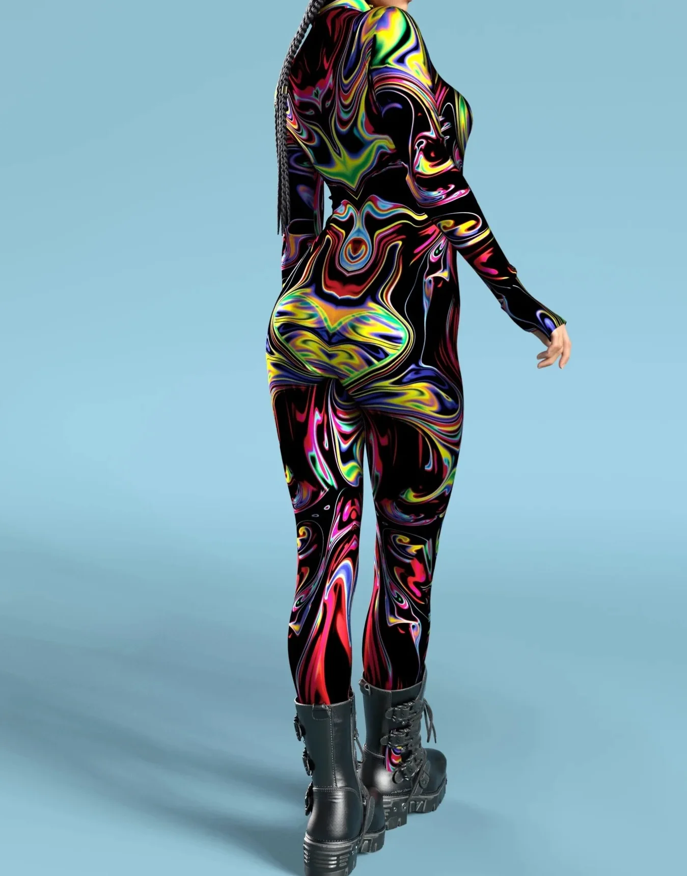 Bunter Regenbogen Abstrakte Geometrie Aerial Yoga Anzug Damen Enger Jumpsuit Karneval Urlaub Party Cosplay Kostüme Ausgefallener Bodysuit – Detail 38