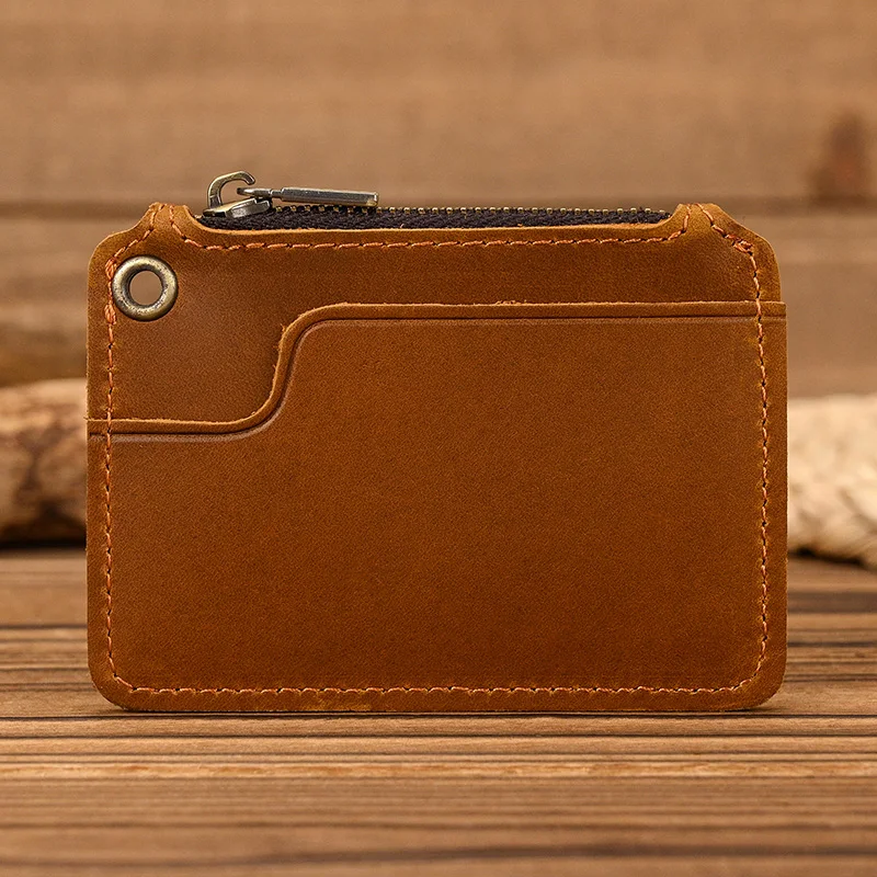Luufan Vintage Crazy Horse Leather Men Coin Purse Genuine Leather Zipper Coin Wallet Retro Key Holder Small Money Bag clutch bag