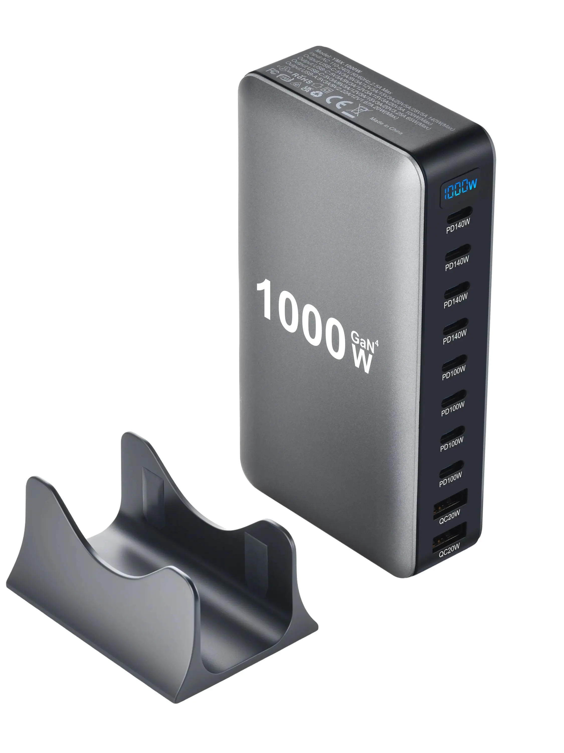 1000 W multi-poort desktoplader met 8C2A snel opladen 200 W totaal vermogen voor laptops, tablets en meer - nieuw model - afbeelding 2