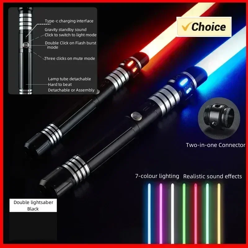 Upgraded Version Gravity Sensing Lightsaber 2 in 1 7-color Metal Laser Sword Rechargeable Toy Party Glow Swords
