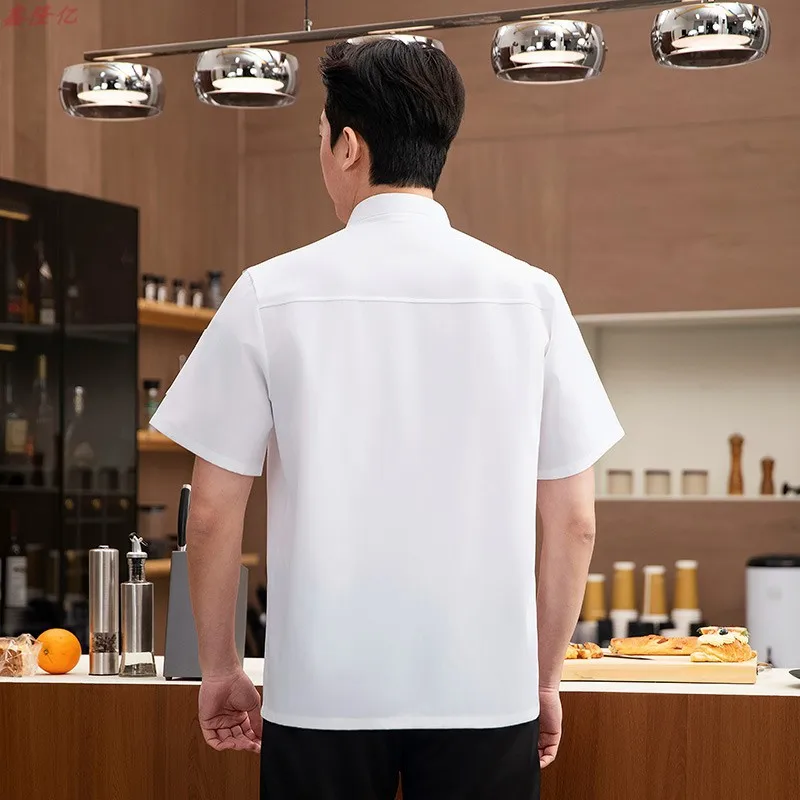 夏薄型通気性メッシュ半袖シェフジャケットケータリングホテルレストラン食堂ペストリーパン屋作業服キッチン服